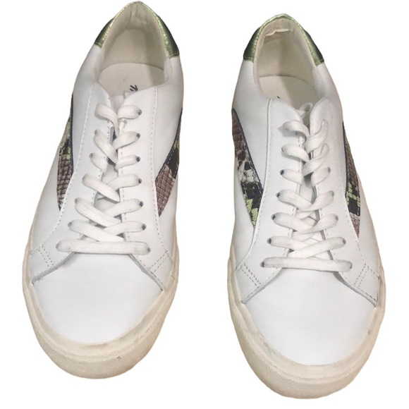 Madewell Sidewalk Low Top Snake Print Leather Sneakers Size 8 - Picture 1 of 15